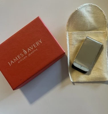 NEW James Avery Signed 925 Sterling Blank Engravable Money Clip Box Pouch 2 Inch - Image 1 of 4