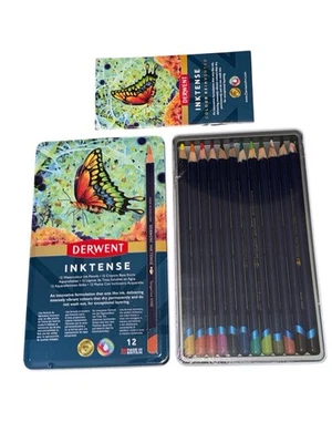 Derwent: Inktense ~ Juego de 12 lápices de tinta de acuarela en lata de metal NUEVO/SELLADO Foto 1 de 4