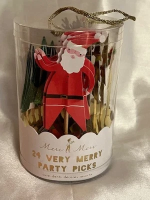 MERI MERI CHRISTMAS PARTY PICKS, SET OF 24; SANTA, REINDEER, TREES; 2014; NIB - Image 1 of 4