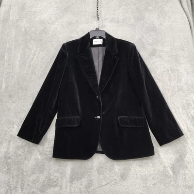 Vintage Women's Large  Mr Beau RL Davis Black Velvet Blazer Lined Pockets - Image 1 of 4