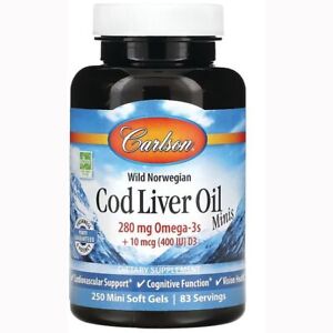 Carlson Wild Norwegian Cod Liver Oil Minis 250 Sgels