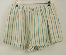 New Madewell Women's XL Ivory Retro Stripe Linen High Waist Pleated Chino Shorts