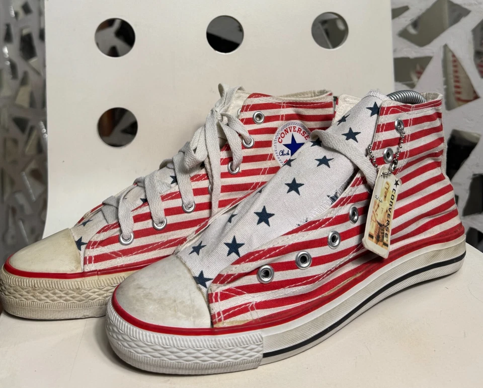 Converse All Star Vintage Hi American bandiera USA mai indossate senza scatola taglia 40EU - Immagine 1 di 4