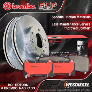 Front Disc Rotors + Brembo NAO Brake Pads for Mitsubishi Pajero IO QA 1999-2007 - Picture 1 of 2