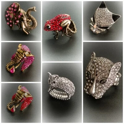 1 Ring Elefant, Frosch,Hase,Leo,Katze Gummizug/Stretch variabel  Modeschmuck - Bild 1 von 4