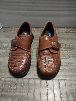 女士 Dr Scholls 棕色皮革乐福鞋 6 码扣休闲双人枕头 — 第 1/4 张图片