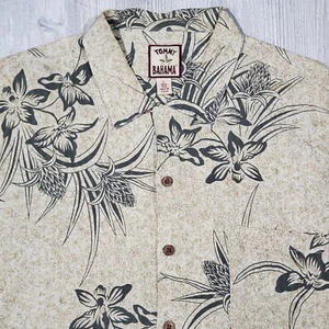 Men's Vtg Tommy Bahama Beige 100% Silk Button Floral Hawaiian Shirt - Large - Picture 1 of 7