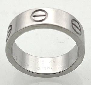 1996 Cartier Love Ring Band 18k White Gold size 47 US 4 5.5mm Wedding Vintage - Picture 1 of 16