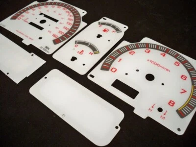 Fits 1993-1997 Nissan Hardbody Kilometers Cluster White Face Glow Through Gauges - Image 1 of 4