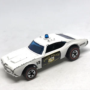 Hot Wheels Redline Olds 442 State Police Cruiser 1969 White - Made In Hong Kong - Picture 1 of 11