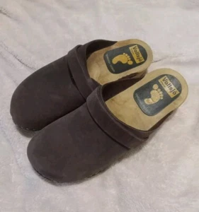 Black Swedish Design Clogs Vollsjo Suede Leather Wooden Size EU 40/US 10 - Picture 1 of 5