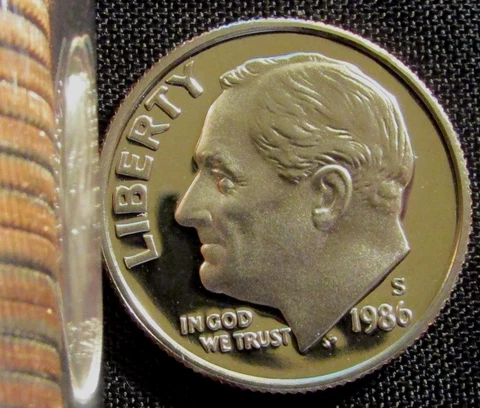 1986-S San Francisco Mint Roosevelt Dime Proof Cover
