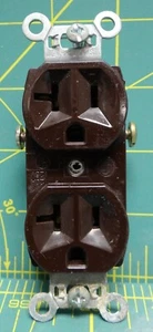 Brown Residential Duplex Outlet Receptacle 20A 125V - Picture 1 of 6