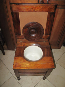 Antique Mission Oak Commode Chamber Pot Potty Chair Toilet Child Seat Portable