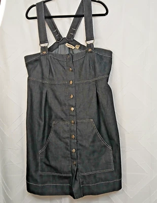 Vestido jeans dourado flava tamanho XL botão bolsos frontais - Imagem 1 de 4