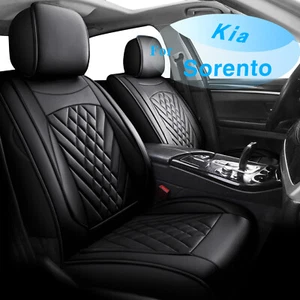 For Kia Sorento 2003-2024 Car Front 2 Seat CoverS Cushion Pad Faux Leather Black - Picture 1 of 5