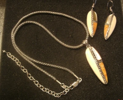 925 artisan popcorn necklace pendant and earrings signed (738) Foto 1 de 4