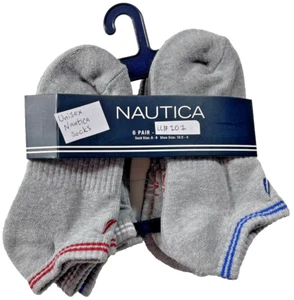 NEW Unisex Nautica Gray Socks Lot of 6 Shoe size 10.5-4 Sock size 6-8 (LL101) - Picture 1 of 1