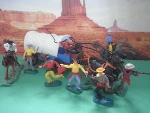 Soldatini Toy Soldiers Cowboys CARRO Cloni Timpo Swoppets Made Hong Kong CP - Foto 1 di 3
