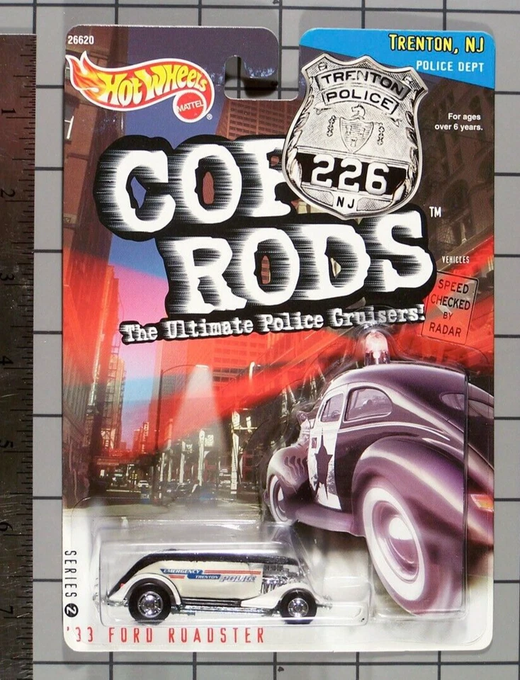 Hot Wheels 1999 Cop Rods Series 2, '33 Ford Roadster, Trenton New Jersey - Image 1 of 1