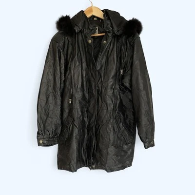 Jaqueta de couro genuíno FIELD GEAR feminina cauda de raposa preta isolada tamanho P - Imagem 1 de 4