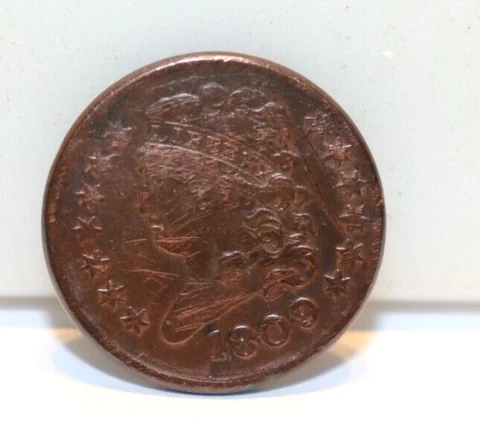 1809/6 US 1/2 Cent Half Cent VF (Cleaned, Scratches) Cover