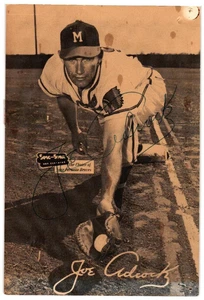 Autographed 1954-56 Spic And Span Postcard - Joe Adcock Milwaukee Braves PSA - Picture 1 of 1