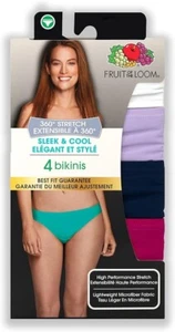 Fruit of the Loom Womens 360 Stretch Sleek and Cool Bikini PANTYBikini 4-Pack - Picture 1 of 4