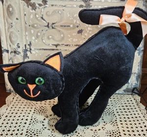 Vintage Kids of America Halloween Black & Orange Cat Stuffed Animal Plush - Picture 1 of 11