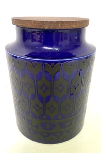 Hornsea Midnight Blue Heirloom Flour Jar with Wooden Lid - Large 20 cm BB88 - Picture 1 of 8