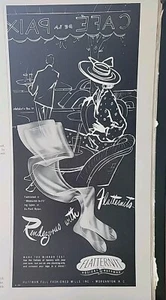 1949 Flatternit Women's hosiery stockings sketched in paris art vintage ad - Picture 1 of 1