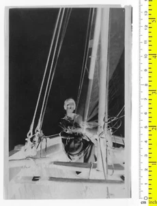 #38412 Greece 1920s. Woman on Sailing boat. Negative film. - Picture 1 of 3