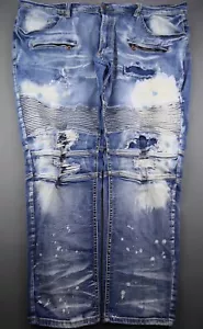 Herren Makobi M1909 Biker Jeans Rip & Repair Patch Straight Gr. 46x32 (Msr 48x31) - Bild 1 von 12