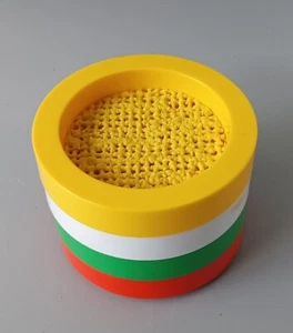 Set 4 sottobicchieri retrò. Inserti antiscivolo. Tondo 4,5". Rosso, giallo, verde e - Foto 1 di 6