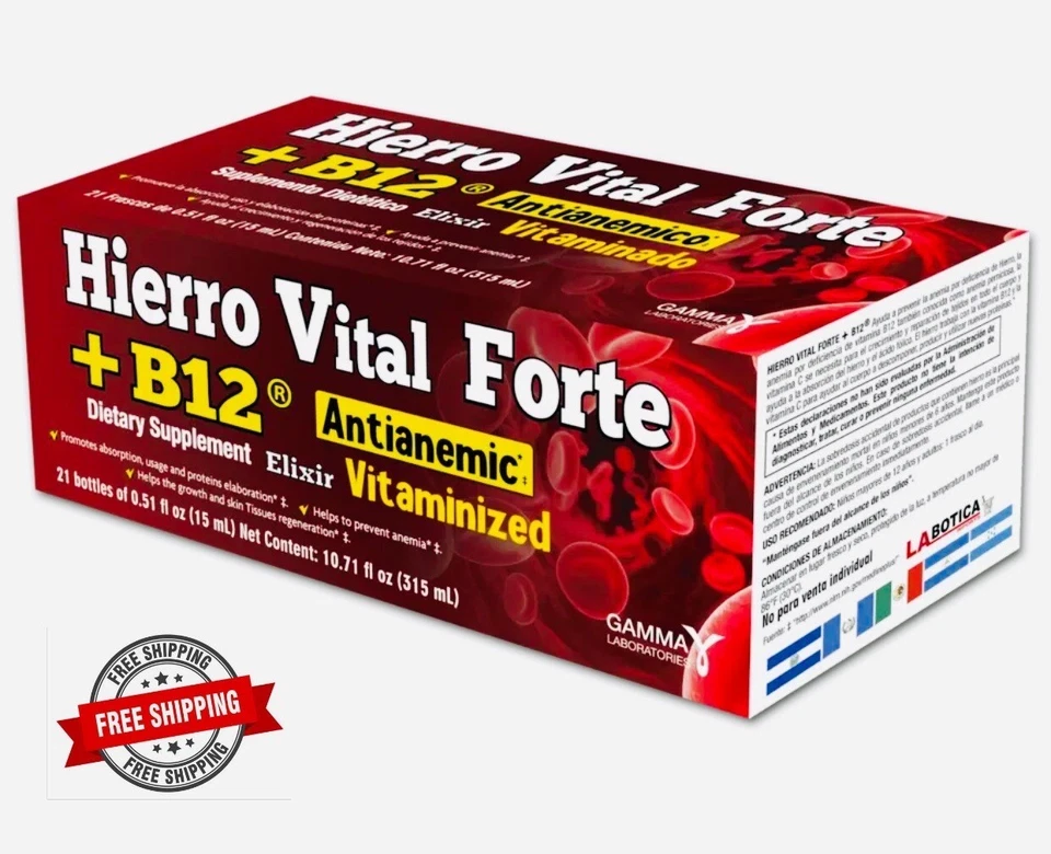 Elixir HIERRO Vital Forte B12 ANTIANÉMICO 21 Botellas Bebible Vitaminizado Foto 1 de 1