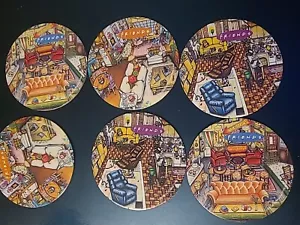 Friends TV Show 6er Set Karton Kreis Getränk Untersetzer 3,5" Zentraler Vorteil Apt - Bild 1 von 5
