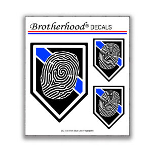 Thin Blue Line Police Sheriff Fingerprint Crime Scene 3 pc. Decal Collection
