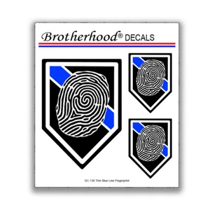Thin Blue Line Police Sheriff Fingerprint Crime Scene 3 pc. Decal Collection - Bild 1 von 1