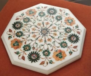 12" Marble Table Top Pietra Dura Inlay Handmade Stone Art Home Decorative Garden - Picture 1 of 3