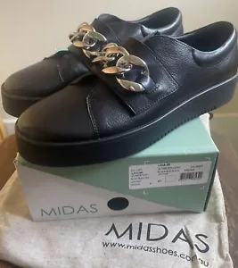 Midas Black Leather Shoes Size 41 - Picture 1 of 5