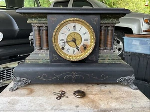 Sessions Lions Head Columns Mantle Clock 8 Day Cathedral Gong & Chime w/Key Work - Picture 1 of 12