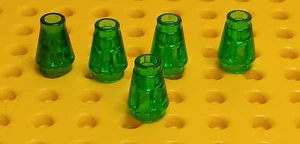 Lego Trans grün Menge 5 Kegel 1x1 Friends Teil Gebäude Disney Schloss Dekor - Bild 1 von 1