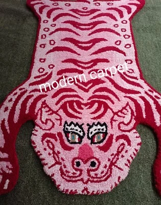 Alfombras de tigre tibetano 3x5 pies hechas a mano 100 % lana acolchadas a mano para decoración del hogar Foto 1 de 4