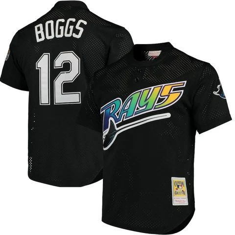 Tampa Bay Rays Wade Boggs Mitchell & Ness Black 1998 Authentic Mesh BP Jersey Cover