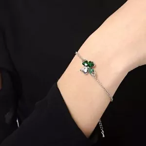 Shamrock 4-Leaf Clover Bracelet St. Patrick's Day - Picture 1 of 2