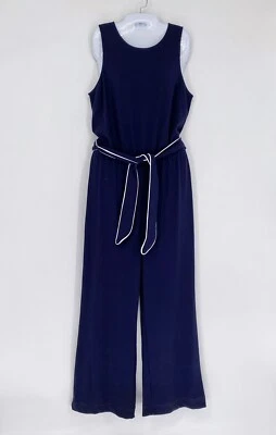 Mono Boston Proper azul marino sin mangas con cinturón para mujer talla mediana Foto 1 de 4