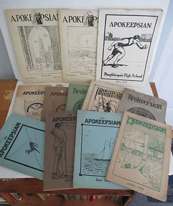 Lot of 12 APOKEEPSIAN Magazines, Poughkeepsie NY High School 1919-1928, Illus - Picture 1 of 2