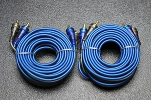 2 PCS 17 FT RCA WIRE BLUE GRAY 2 CHANNEL CAR AMP HOME AUDIO STEREO BLS-17 - Picture 1 of 4