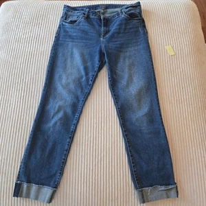 Kut From the Kloth Jeans Pants Blue Rolled Cuff Raw Hem Capri Boyfriend Size 10 - Picture 1 of 7