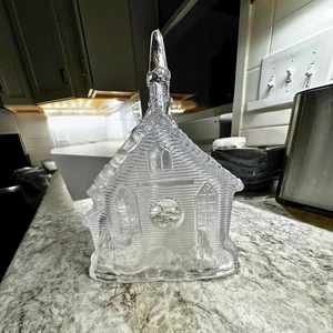 Vintage Clear Glass Chapel Candle Holder Holiday Decor - Picture 1 of 14